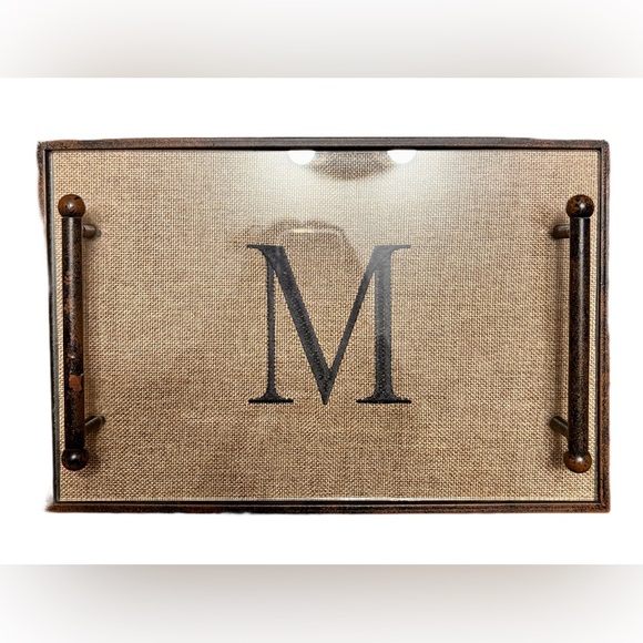 Kirklands Monogrammed ‘M’ Glass Tray - Picture 2 of 2